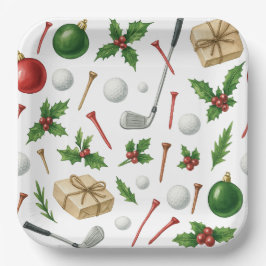 ゴルファーのためのボールの贈り物をテーマにしたゴルフクリスマス ペーパープレート