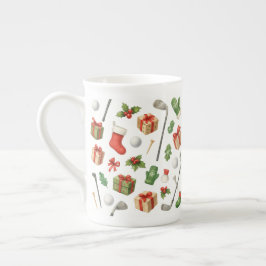 ゴルファーのためのボールの贈り物をテーマにしたゴルフクリスマス ボーンチャイナマグカップ