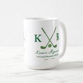 ゴルファーのための緑の交差したクラブエレガントマグ コーヒーマグカップ (正面右)