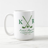 ゴルファーのための緑の交差したクラブエレガントマグ コーヒーマグカップ (左)