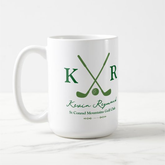 ゴルファーのための緑の交差したクラブエレガントマグ コーヒーマグカップ (左)