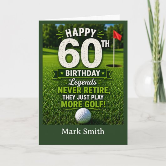 ゴルファーのための60歳の誕生日カード - グリーン上でお祝い カード (正面)