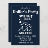 ゴルファーのようにスイングしよう ゴルフパーティー 招待状 (正面/裏面)