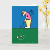 ゴルファーのイラストレーションを含むバースデー・カード カード (黄色い花)