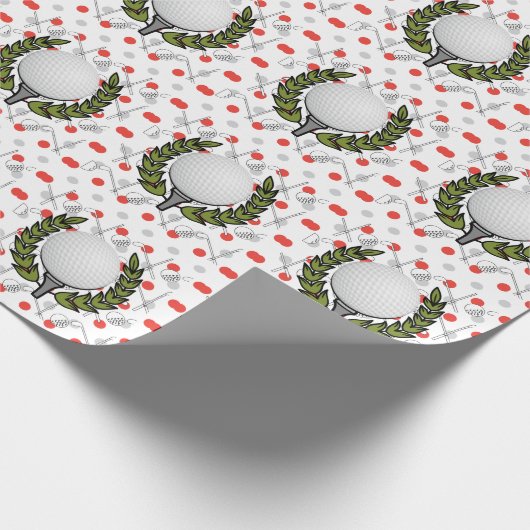 ゴルファーのクリスマスのための水玉模様上のゴルフボール ラッピングペーパー (角)