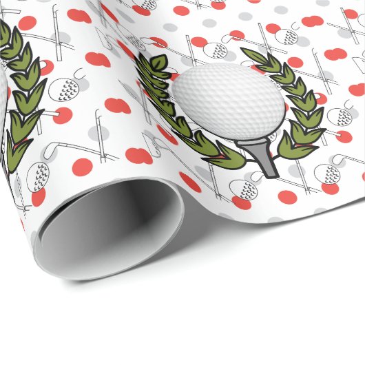 ゴルファーのクリスマスのための水玉模様上のゴルフボール ラッピングペーパー (ロールコーナー)