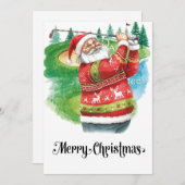 ゴルファーのクリスマスをテーマにしたゴルフの醜いセーター シーズンカード (正面/裏面)