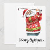 ゴルファーのクリスマスをテーマにしたゴルフの醜いセーター シーズンカード (正面/裏面)