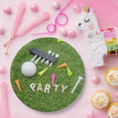 ゴルファーのクリスマスPのためのティーとギフト付きゴルフボール ペーパープレート (パーティー)