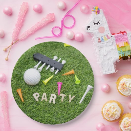 ゴルファーのクリスマスPのためのティーとギフト付きゴルフボール ペーパープレート (パーティー)