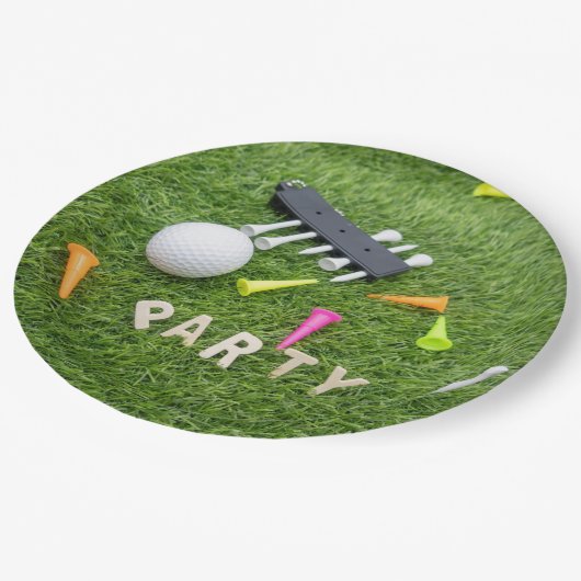 ゴルファーのクリスマスPのためのティーとギフト付きゴルフボール ペーパープレート (アングル)