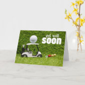 ゴルファーのグリーンにゴルフボールを付けて早く元気になる カード (黄色い花)