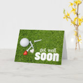 ゴルファーのグリーンにゴルフボールを付けて早く元気になる カード (黄色い花)