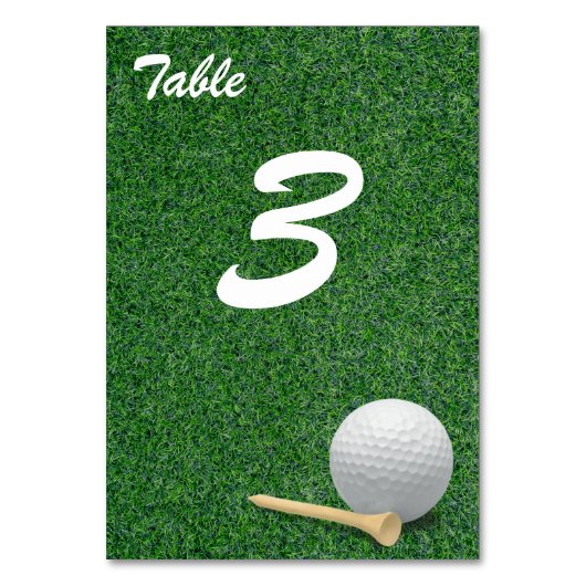 ゴルファーのグリーングラス上のゴルフボパーティー テーブルナンバー (裏面)