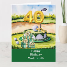 ゴルファーのコースにケーキとゴルフ40th誕生日 カード