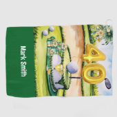 ゴルファーのコースにケーキとゴルフ40th誕生日 ゴルフタオル (横)