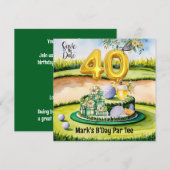 ゴルファーのコースにケーキとゴルフ40th誕生日 セーブザデート (正面/裏面)
