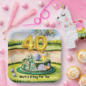 ゴルファーのコースにケーキとゴルフ40th誕生日 ペーパープレート (パーティー)