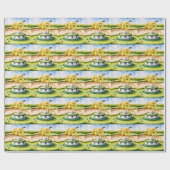 ゴルファーのコースにケーキとゴルフ40th誕生日 ラッピングペーパー (フラット)