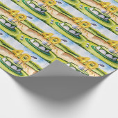 ゴルファーのコースにケーキとゴルフ40th誕生日 ラッピングペーパー (角)