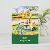 ゴルファーのコースにケーキとゴルフ40th誕生日 招待状 (スタンド正面)