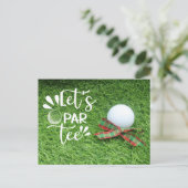 ゴルファーのゴルフクリスマスパーティの招待状 ポストカード (スタンド正面)