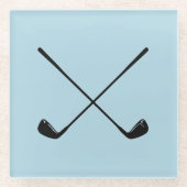 ゴルファーのゴルフクレスト青模様ガラスのコースター ガラスコースター (正面)