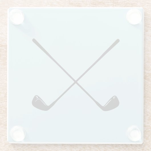 ゴルファーのゴルフクレスト青模様ガラスのコースター ガラスコースター (裏面)