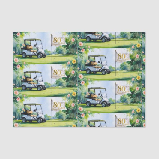 ゴルファーのゴルフコースで80歳の誕生日を迎えるゴルフ 薄葉紙 (正面)