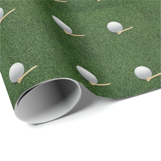ゴルファーのゴルフコースのグリーングラス上のゴルフボール ラッピングペーパー (ロールコーナー)