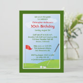 ゴルファーのゴルフゴルフをする球および旗の第30誕生日 招待状 (スタンド正面)