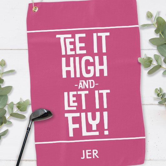 ゴルファーのゴルフティーユーモアスポーツおもしろいモノグラムピンク ゴルフタオル