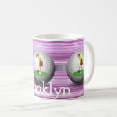 ゴルファーのゴルフボストライプール コーヒーマグカップ (正面右)