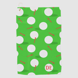 ゴルファーのゴルフボールとティーズ模様モノグラム ゴルフタオル