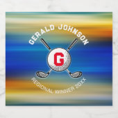 ゴルファーのゴルフモノグラムデザイン スパークリングワインラベル (シングルラベル)