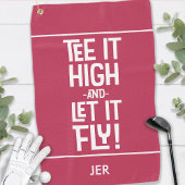 ゴルファーのゴルフユーモアおもしろいスポーツカスタムマゼンタレッド ゴルフタオル