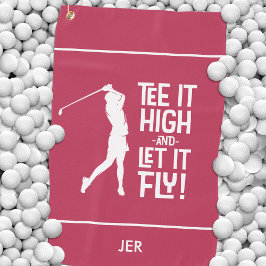 ゴルファーのゴルフユーモアおもしろいスポーツモダンマゼンタレッド ゴルフタオル