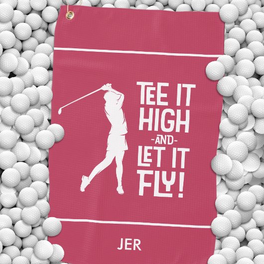 ゴルファーのゴルフユーモアおもしろいスポーツモダンマゼンタレッド ゴルフタオル