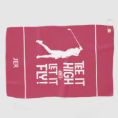 ゴルファーのゴルフユーモアおもしろいスポーツモダンマゼンタレッド ゴルフタオル (横)