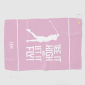 ゴルファーのゴルフユーモアおもしろいスポーツモノグラムガーリーピンク ゴルフタオル (横)