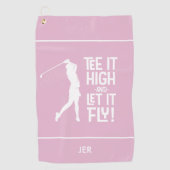 ゴルファーのゴルフユーモアおもしろいスポーツモノグラムガーリーピンク ゴルフタオル (正面)