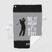 ゴルファーのゴルフユーモアおもしろいスポーツモノグラムブラックグレー ゴルフタオル (インサイチュ)