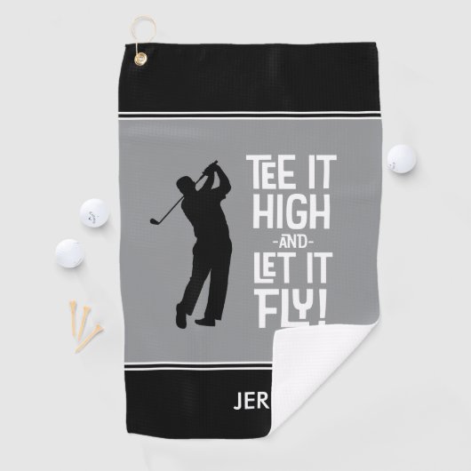 ゴルファーのゴルフユーモアおもしろいスポーツモノグラムブラックグレー ゴルフタオル (インサイチュ)