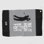 ゴルファーのゴルフユーモアおもしろいスポーツモノグラムブラックグレー ゴルフタオル (横)