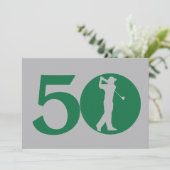 ゴルファーのゴルフ緑の灰色の第50誕生日の招待状 招待状 (スタンド正面)