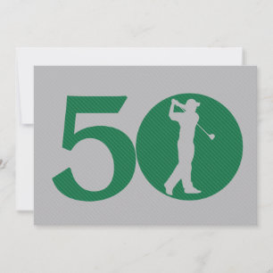 ゴルファーのゴルフ緑の灰色の第50誕生日の招待状 招待状