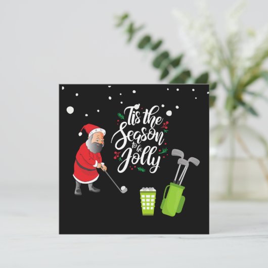 ゴルファーのサンタクロースがクリスマスの雪を降るゴルフボール (スタンド正面)