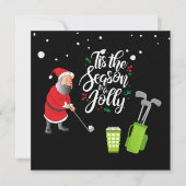 ゴルファーのサンタクロースがクリスマスの雪を降るゴルフボール (正面)