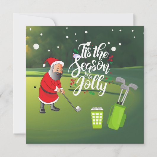 ゴルファーのサンタクロースがクリスマスの雪を降るゴルフボール (正面)