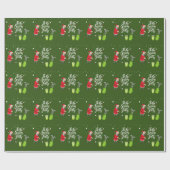 ゴルファーのサンタクロースがクリスマスの雪を降るゴルフボール ラッピングペーパー (フラット)